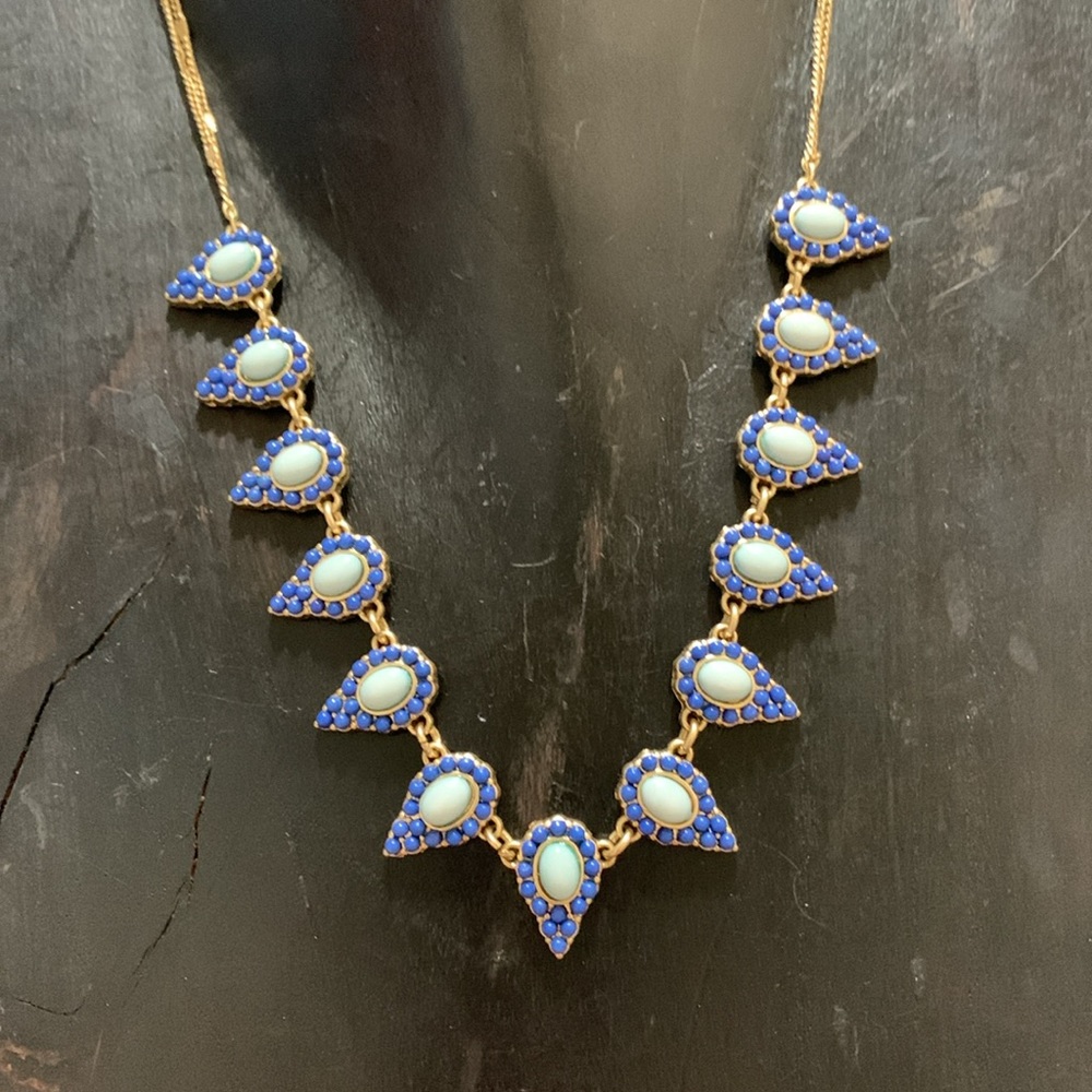 Blue bead tear shape necklace boho